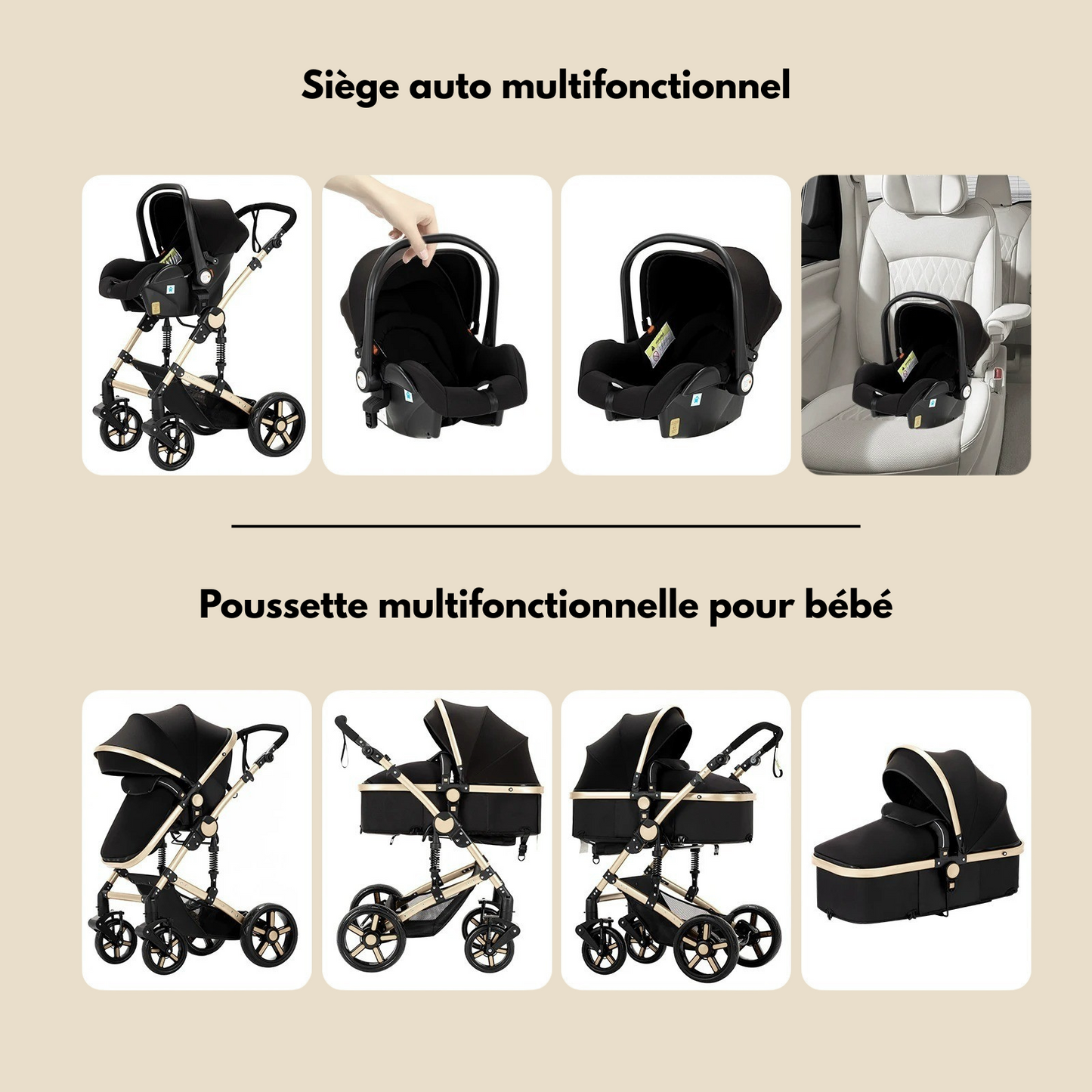 Poussette Pack Complet Naissance - 3 en 1